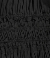 Anne Klein Square Neck Sleeveless Smocked Cotton Poplin Maxi Dress