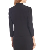 Anne Klein Stretch Crepe Seamed 3/4 Sleeve Open Front Jacket