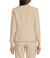 Anne Klein Stretch Zip Pocket Collarless Wrist Length Sleeve Blazer Jacket