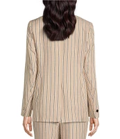 Anne Klein Striped Print One Button Peak Lapel Coordinating Statement Blazer