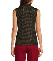 Anne Klein Studded Dewdrop Triple Pleat V-Neck Sleeveless Top