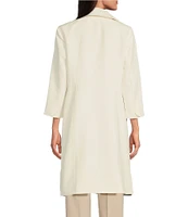 Anne Klein Suit Stretch Wide Collar 3/4 Sleeve Open Front Topper Coat