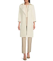 Anne Klein Suit Stretch Wide Collar 3/4 Sleeve Open Front Topper Coat