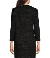 Anne Klein Tweed Flap Pocket 5-Button Long Sleeve Coordinating Lady Jacket