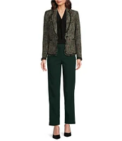 Anne Klein Tweed Notch Lapel Long Sleeve Patch Pocket One-Button Jacket