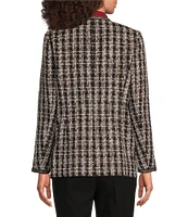 Anne Klein Tweed Patch Pocket Kissing Front Cardigan Jacket