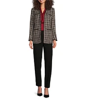 Anne Klein Tweed Patch Pocket Kissing Front Cardigan Jacket