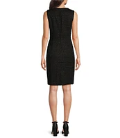 Anne Klein Tweed Round Neck Sleeveless Princess Seam Sheath Coordinating Dress