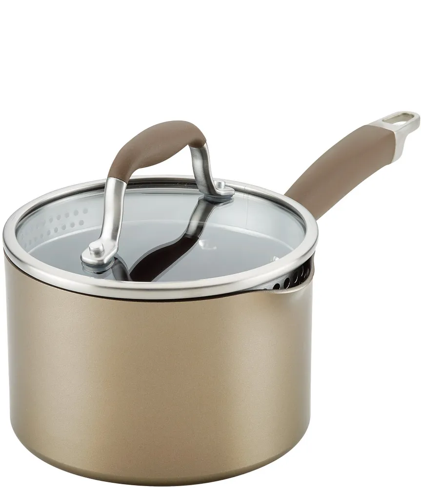 Anolon Advanced Home Hard Anodized Nonstick Bronze 2-Quart Straining Saucepan