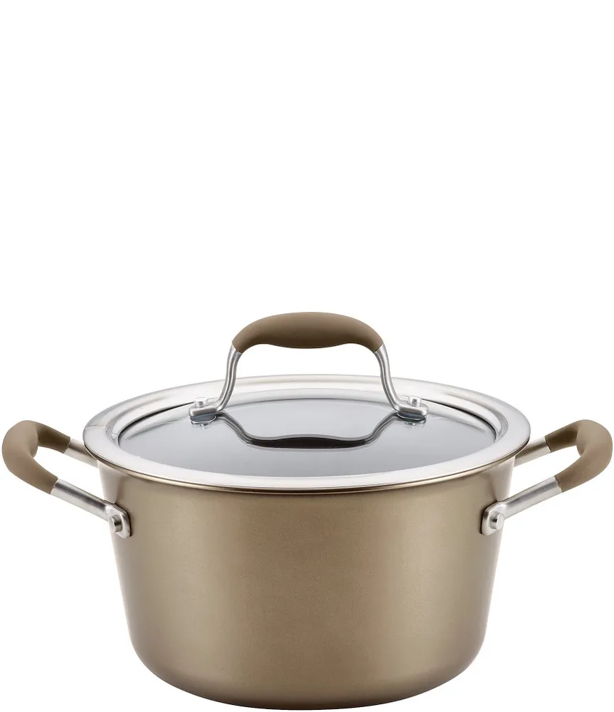 Anolon Advanced Home Hard Anodized Nonstick Bronze 4.5-Quart Covered Tapered Saucepot