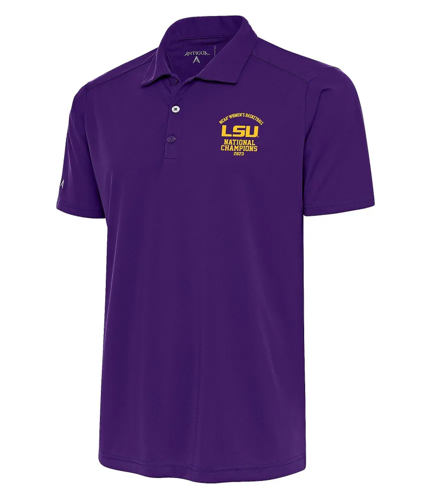 Antigua LSU Tigers NCAA Women's Basketball 2023 National Champions Tribute Short-Sleeve Polo Shirt