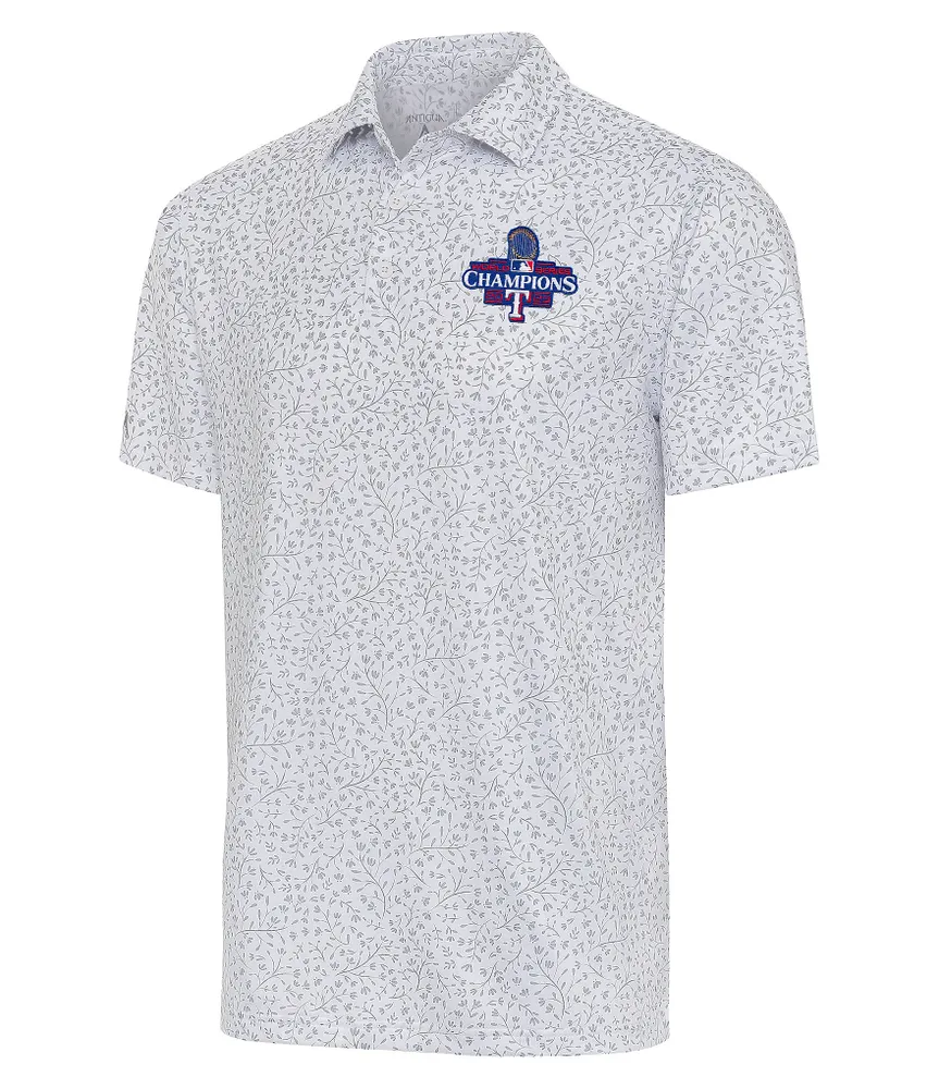 Antigua MLB Texas Rangers 2023 World Series Champions Motion Short Sleeve Polo Shirt