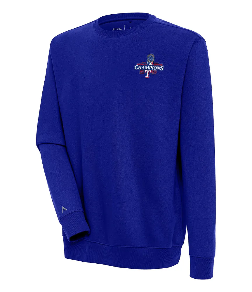 Antigua MLB Texas Rangers 2023 World Series Victory Crew Brushed Back Fleece Sweatshirt