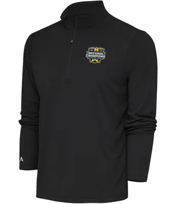 Antigua NCAA Michigan Wolverines 2023 National Champions Tribute Quarter-Zip Pullover