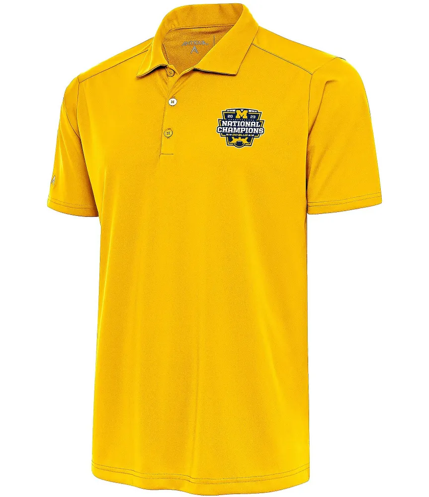 Antigua NCAA Michigan Wolverines 2023 National Champions Tribute Short Sleeve Polo Shirt