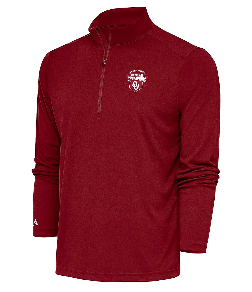 Antigua NCAA Oklahoma Sooners 2024 Women's College World Series National Champions Tribute Quarter-Zip Pullover