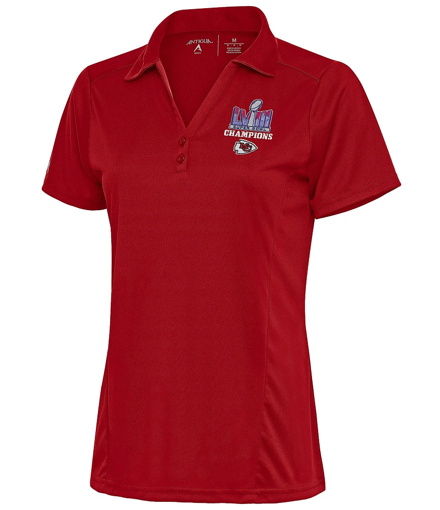 Antigua Women's Super Bowl LVIII Kansas City Chiefs Champions Tribute Short Sleeve Polo Shirt