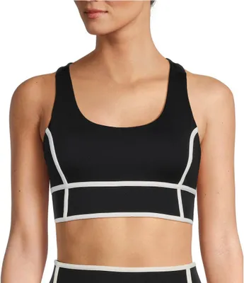 Antonio Melani Active Action Long Line Medium Impact Contrast Trim Coordinating Sports Bra