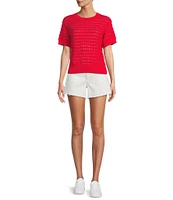 Antonio Melani Active Knit Crew Neck Short Sleeve Pullover
