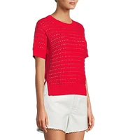 Antonio Melani Active Knit Crew Neck Short Sleeve Pullover