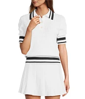 Antonio Melani Active Pointelle Short Sleeve Polo Shirt