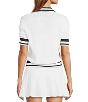 Antonio Melani Active Pointelle Short Sleeve Polo Shirt