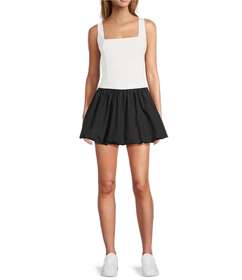 Antonio Melani Active Scoop Neck Two-Tone Sleeveless Bubble Hem Dress