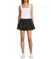Antonio Melani Active Scoop Neck Two-Tone Sleeveless Bubble Hem Dress