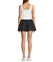 Antonio Melani Active Scoop Neck Two-Tone Sleeveless Bubble Hem Dress