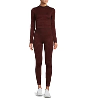 Antonio Melani Active Seamless Houndstooth Mock Neck Long Sleeve Coordinating Cropped Top