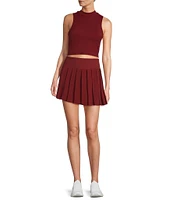 Antonio Melani Active Stretch Woven High Rise Pleated A-Line Flounce Mini Tennis Coordinating Skirt