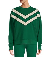 Antonio Melani Active Stripe Piping Crew Neck Long Sleeve Pullover Coordinating Sweatshirt