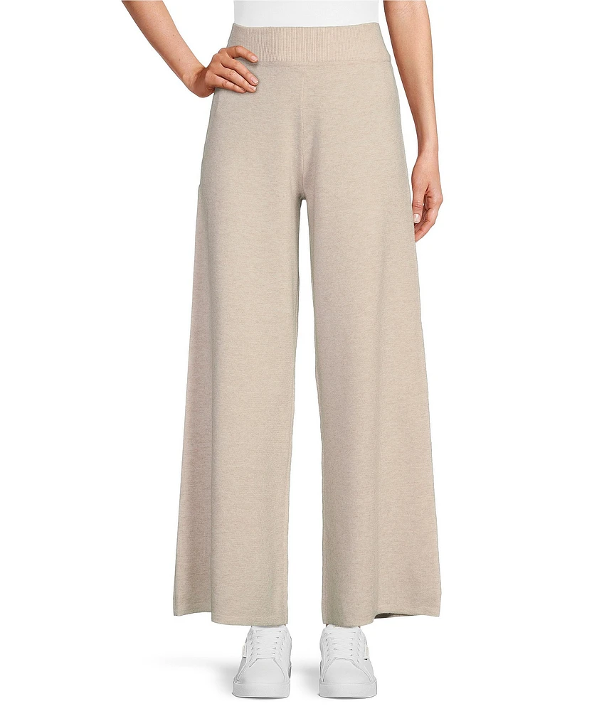 Antonio Melani Active Wool Blend Knit High Rise Flat Front Wide Full Length Sweatpants