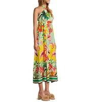Antonio Melani Alanna Tropical Linen Blend Halter A-Line Dress