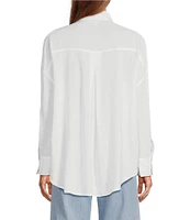 Antonio Melani Alda Linen Blend Point Collar Long Sleeve Button Front Blouse
