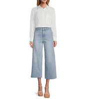 Antonio Melani Alda Linen Blend Point Collar Long Sleeve Button Front Blouse
