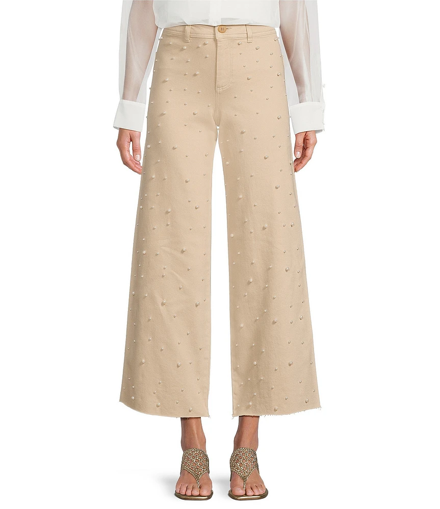 Antonio Melani Alexandra Pearl Wide Leg Crop Denim Jeans