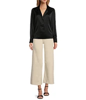 Antonio Melani Alexandra Wide Leg Raw Hem Twill Chino Pants