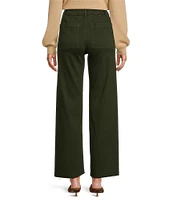 Antonio Melani Alexandra Twill High Rise Wide Leg Raw Hem Cropped Chino Pants