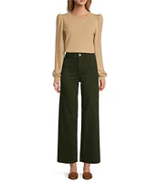 Antonio Melani Alexandra Twill High Rise Wide Leg Raw Hem Cropped Chino Pants