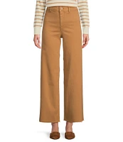 Antonio Melani Alexandra Twill High Rise Wide Leg Raw Hem Cropped Chino Pants