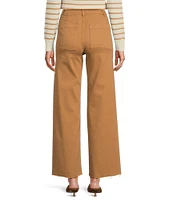 Antonio Melani Alexandra Twill High Rise Wide Leg Raw Hem Cropped Chino Pants