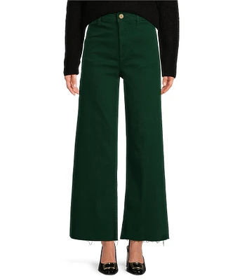 Antonio Melani Alexandra Twill High Rise Wide Leg Raw Hem Cropped Chino Pants