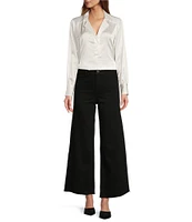 Antonio Melani Alexandra Twill High Rise Wide Leg Raw Hem Cropped Chino Pants