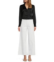 Antonio Melani Alexandra Twill High Rise Wide Leg Raw Hem Cropped Chino Pants