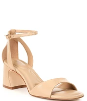 Antonio Melani Alice Leather Peep Toe Block Heel Sandals