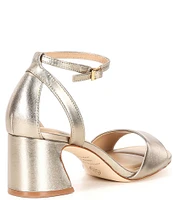 Antonio Melani Alice Metallic Leather Peep Toe Block Heel Dress Sandals