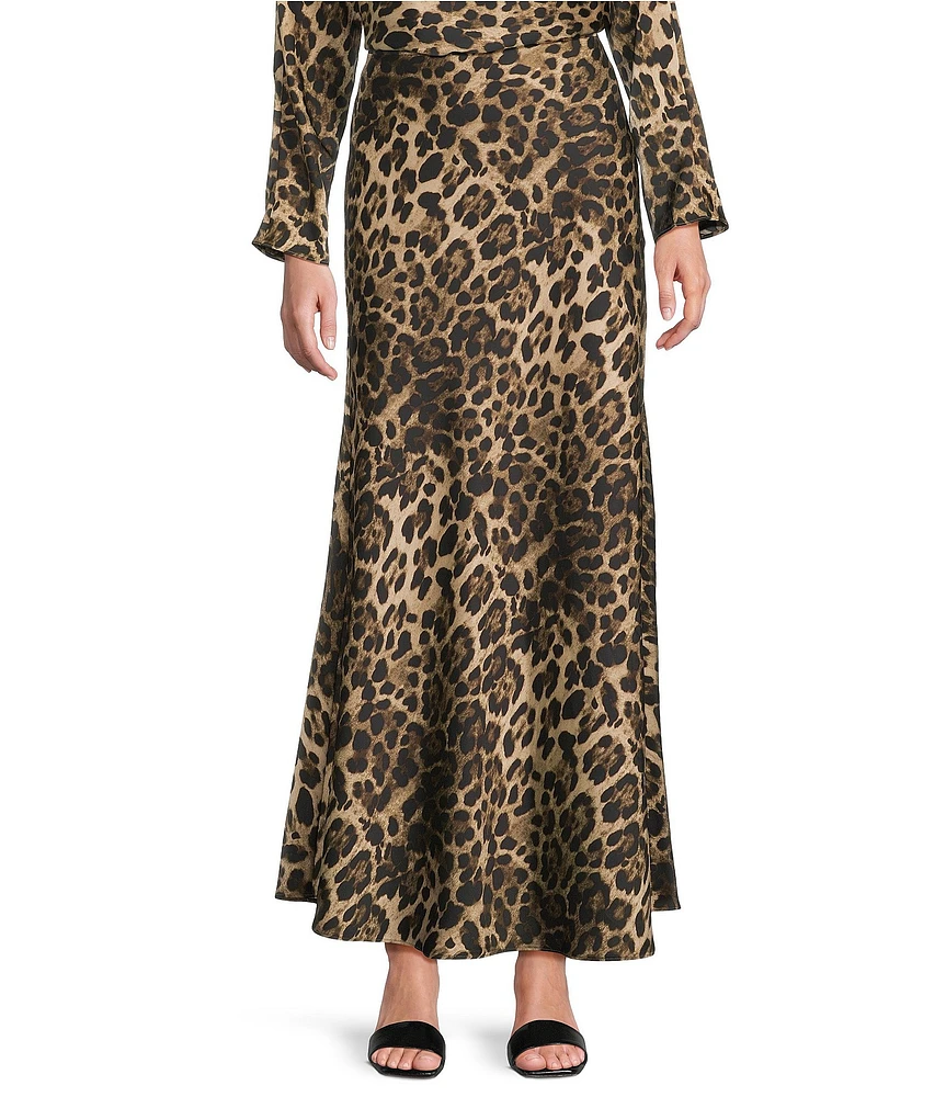 Antonio Melani Animal Printed Bella Satin Coordinating Maxi Skirt