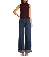 Antonio Melani Anne Denim High Rise 5-Pocket Wide Leg Long Cuff Jeans