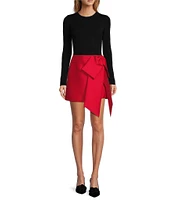 Antonio Melani Antoinette Stretch Mikado Bow Mini A-Line Skirt